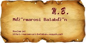 Mármarosi Balabán névjegykártya